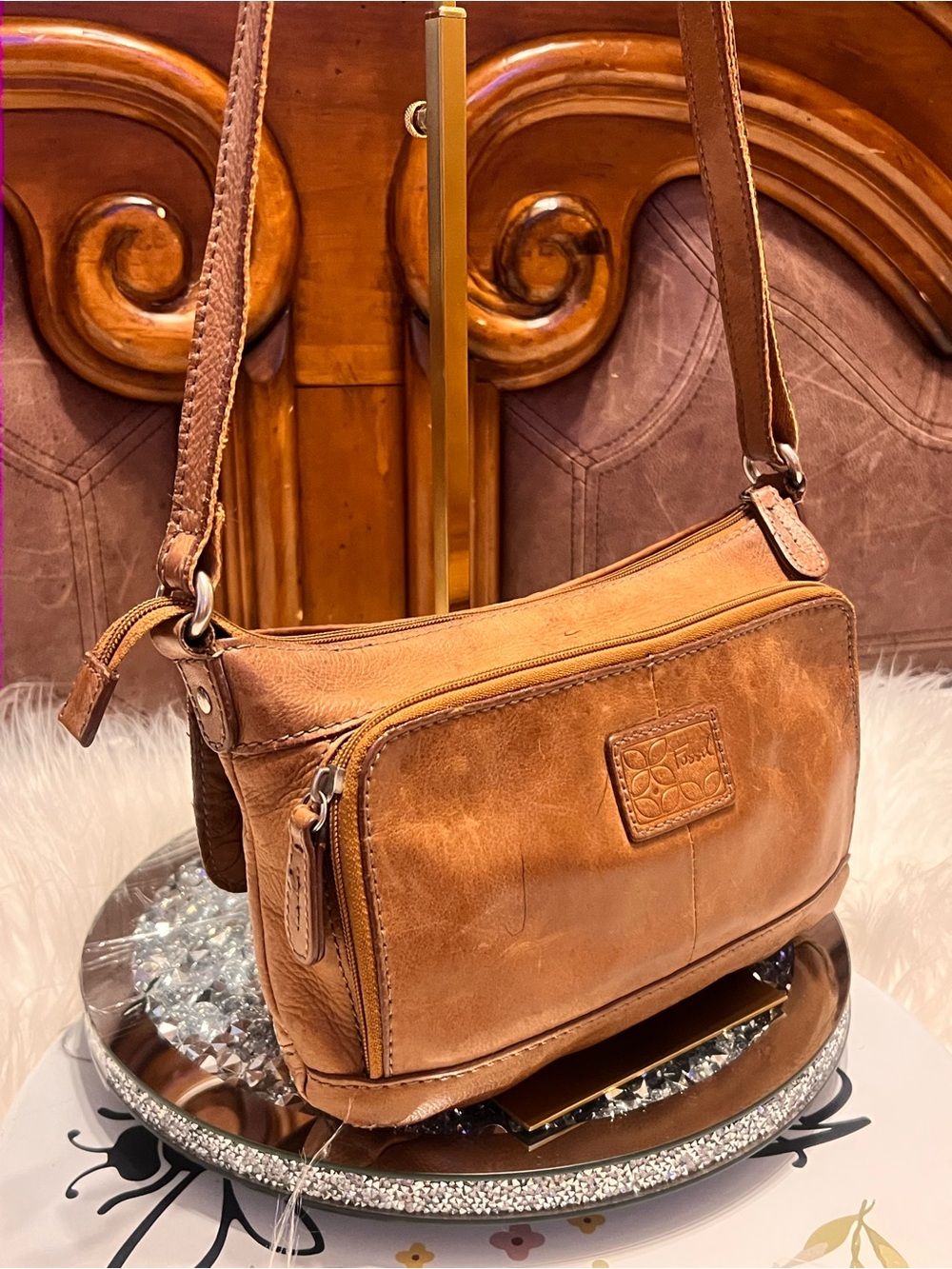 Fossil vintage Tan Leather Crossbody Bag